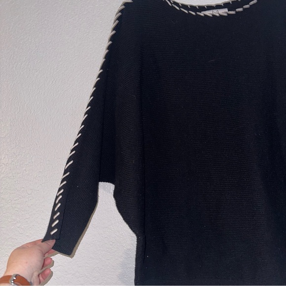 Womens Magaschoni Sweater Black color with White Trim Size 1X - Picture 5 of 9